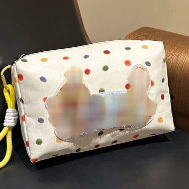 Colorful Polka Dot Dachshund Makeup Bag 2025 New Textured Large Capacity Portable Travel Toiletry Bag