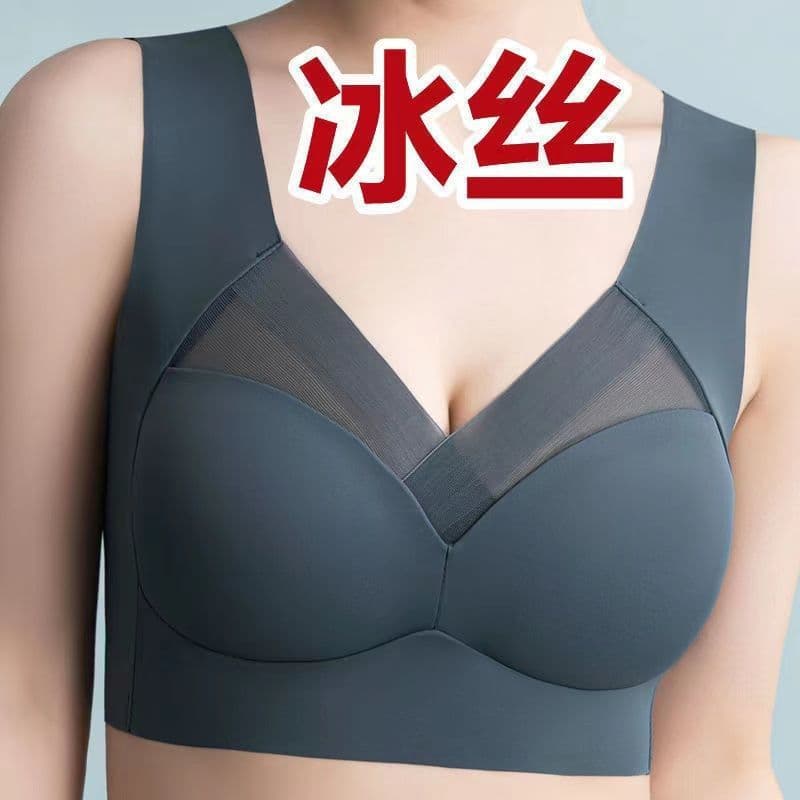 Summer ice silk seamless sports bra women's underwear women's push-up anti-sagging and secondary breast push-up sexy tube bra