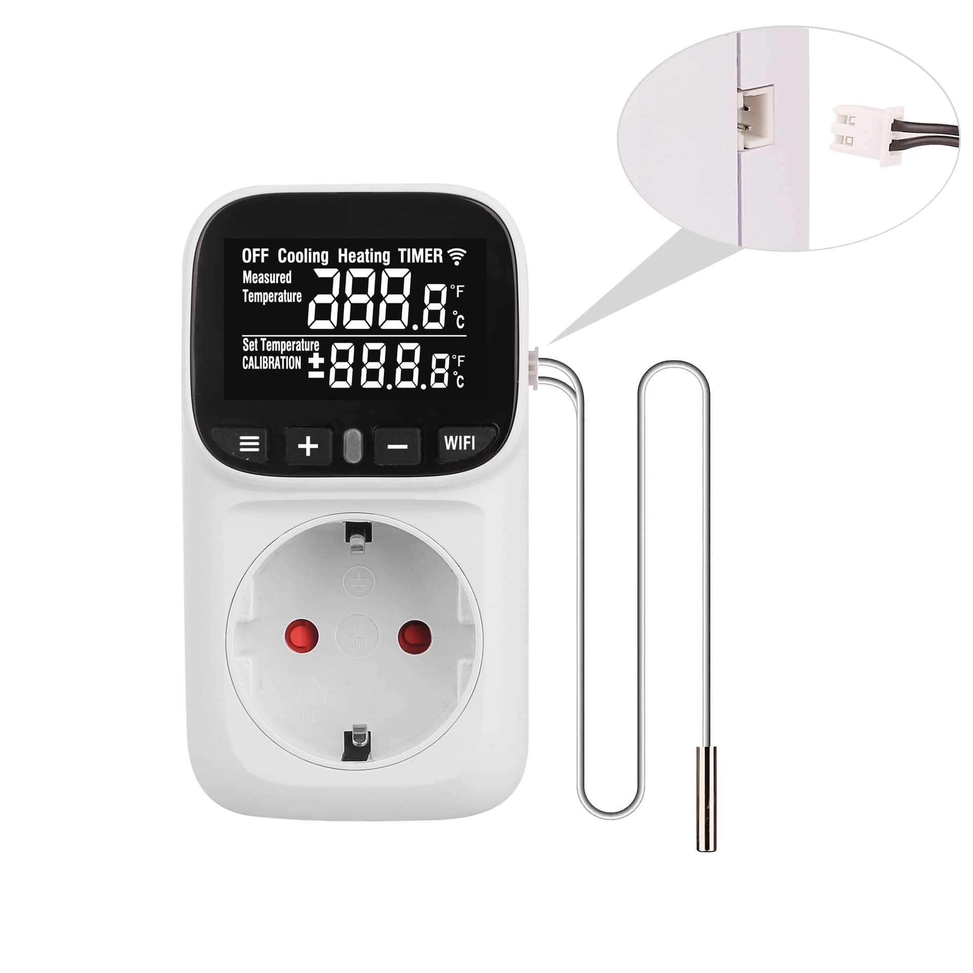 WiFi smart backlit European standard temperature control socket, temperature control switch socket, countdown fish tank/greenhouse socket.