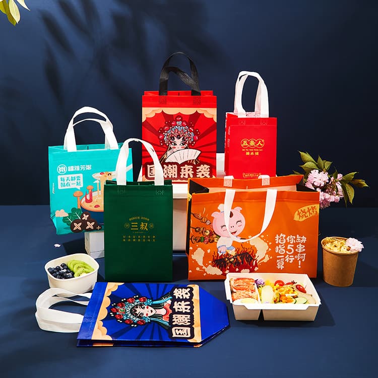 Custom Printing Wholesale Disposable Laminated Non-Woven Bag Shopping Handheld Bag Advertising Non-Woven Takeout Bag