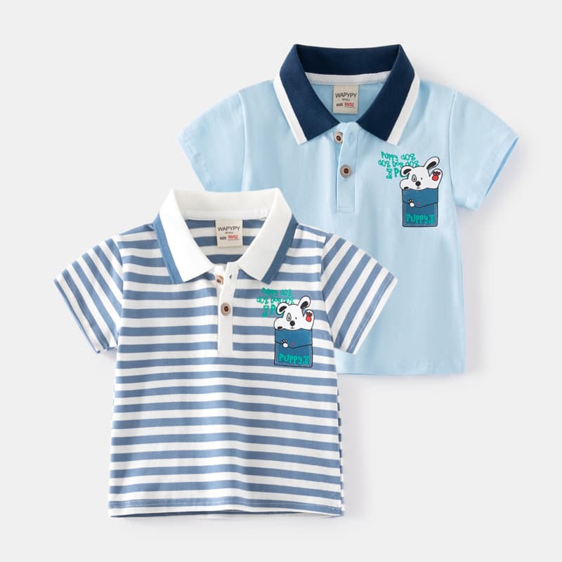 Wholesale 2026 New Boys Short Sleeve T-Shirt Kids Turn-down Collar Polo Shirt Baby Summer Top Dropshipping