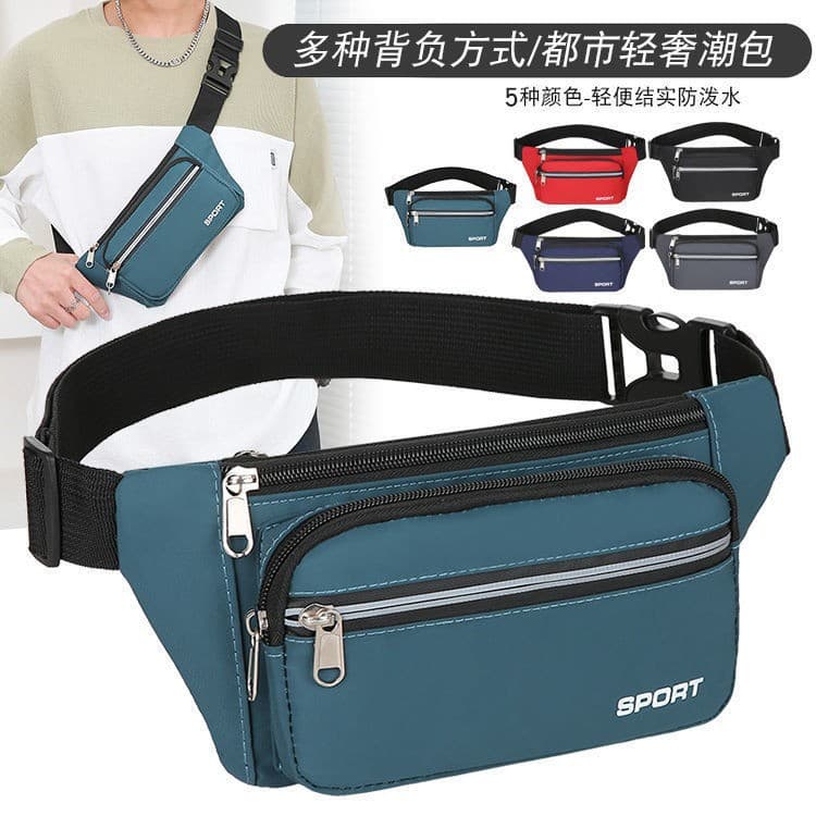 Water-Resistant Outdoor Unisex Crossbody Bag Single Shoulder Bag Wear-Resistant Mobile Phone Waist Bag Oxford Cloth Pure Color