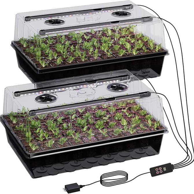 Self-watering 60-cell digital display new controller seedling tray with grow light timer, Amazon hot-selling plant lamp