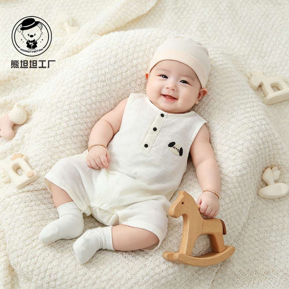 Baby Bodysuit Summer Boys Clothes Summer New Super Cute Little Month Old Outing Outfit Crawling Suit Thin