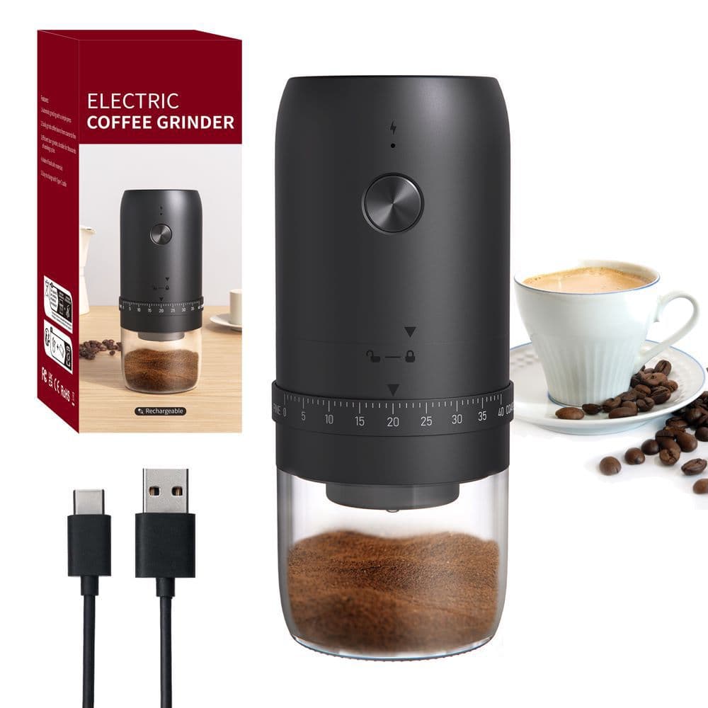 Cross-border Rechargeable Electric Coffee Grinder, External Adjustable Home Pour-over Rechargeable Electric Coffee Grinder