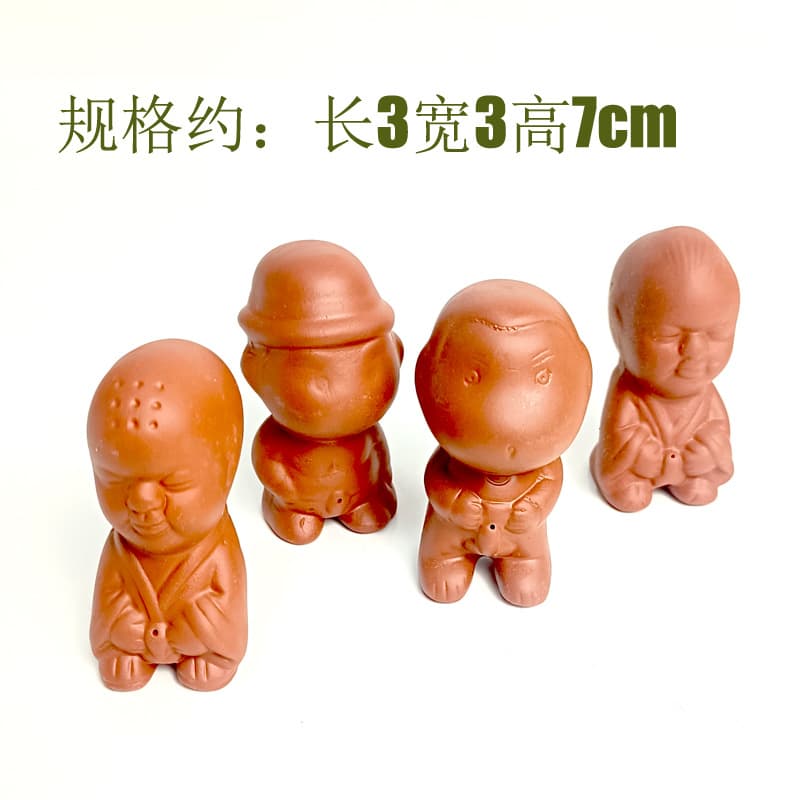 Purple Clay Tea Pet Ornaments, High-End Child Sprinkling Water Figures, Three Hairs Little Monk Tea Pets, Color-Changing Tea Ceremony Cute Kids