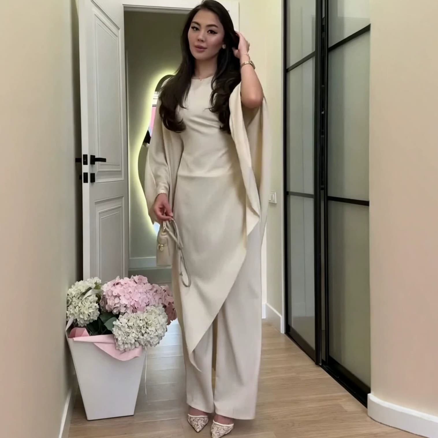 Cross-border Amazon foreign trade 2026 spring and autumn new European and American women's shirts irregular tops casual wide-leg pants suits