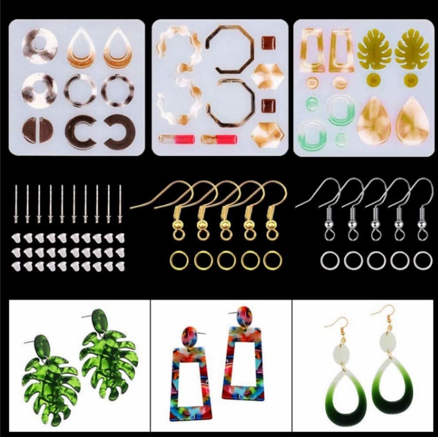 Earring Drip Glue Mold Jewelry Accessory Set Handmade DIY Epoxy Resin Pendant Necklace Mold Craft Supplies