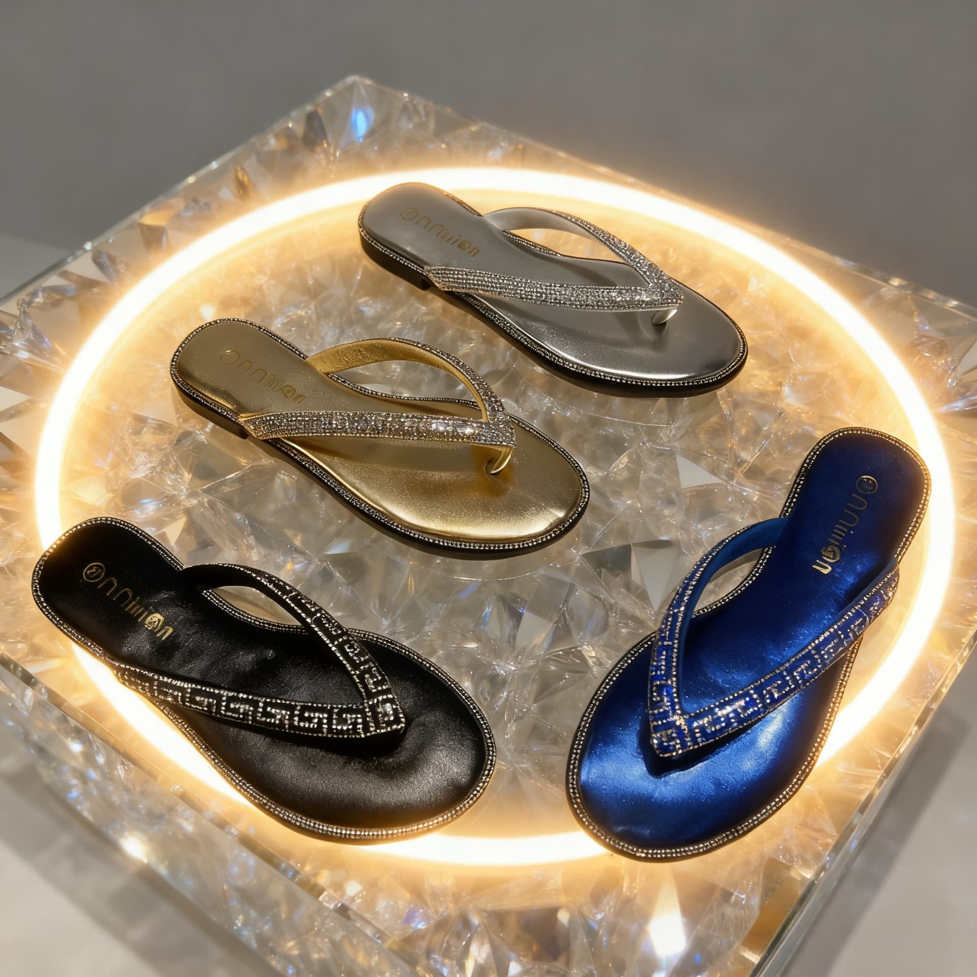Cross-border supply fashion versatile rhinestone flat slippers women summer toe clip African flip-flops