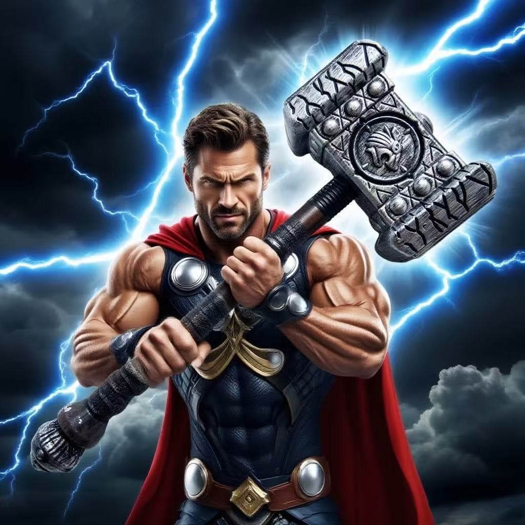 Cross-Border Bestseller Avengers Cosplay Thor's Destroyer Hammer Blow-Molded Realistic Plastic Performance Prop