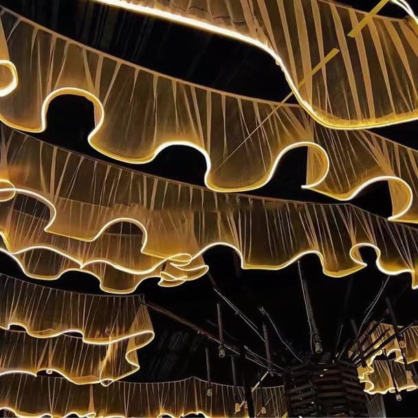 Amazon Glowing Ceiling Gauze LED Strip Outdoor Wedding Setup Hotel Ceiling Decoration Cross-border Canopy
