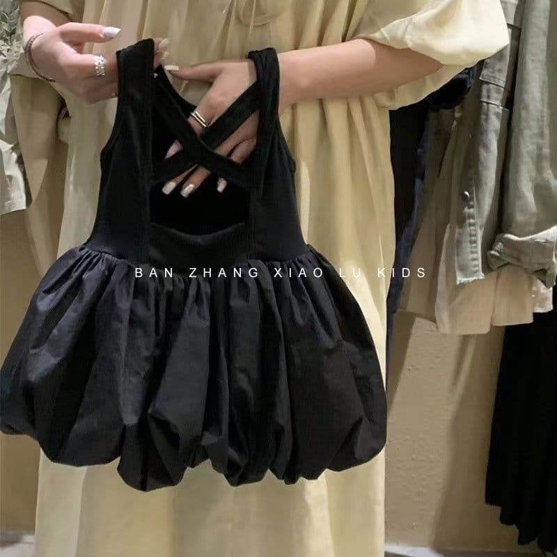Summer 2024 new girls black backless sleeveless dress children baby girl bud skirt vest princess dress