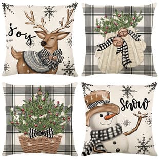 Temu Cross-Border Christmas Pillow Covers Christmas Tree Reindeer Snowman Print Throw Pillow Covers Home Decoration Cushion Covers
