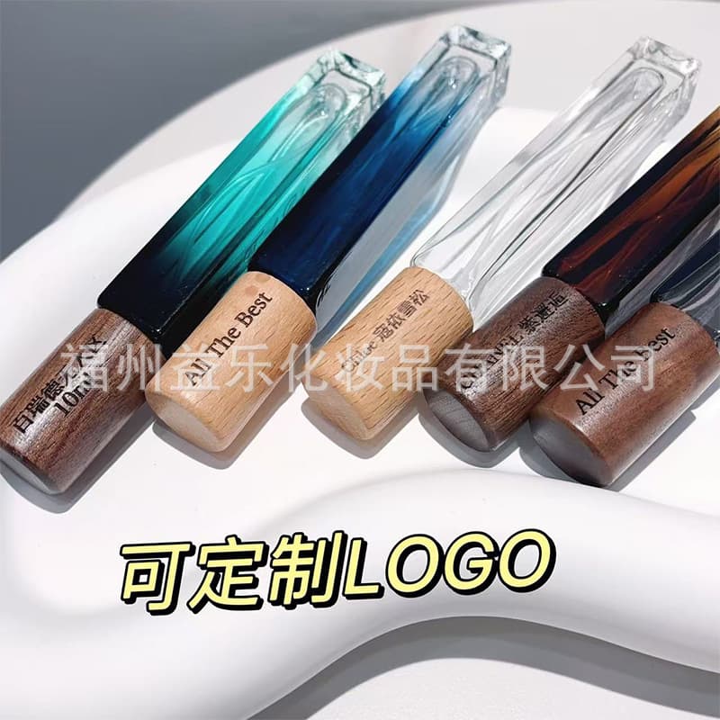 Screw Cap Perfume Refill Bottle Wooden Lid Spray Bottle Colorful 10ml 5ml Sample Bottle Replacement Bottle Empty Portable Bottle
