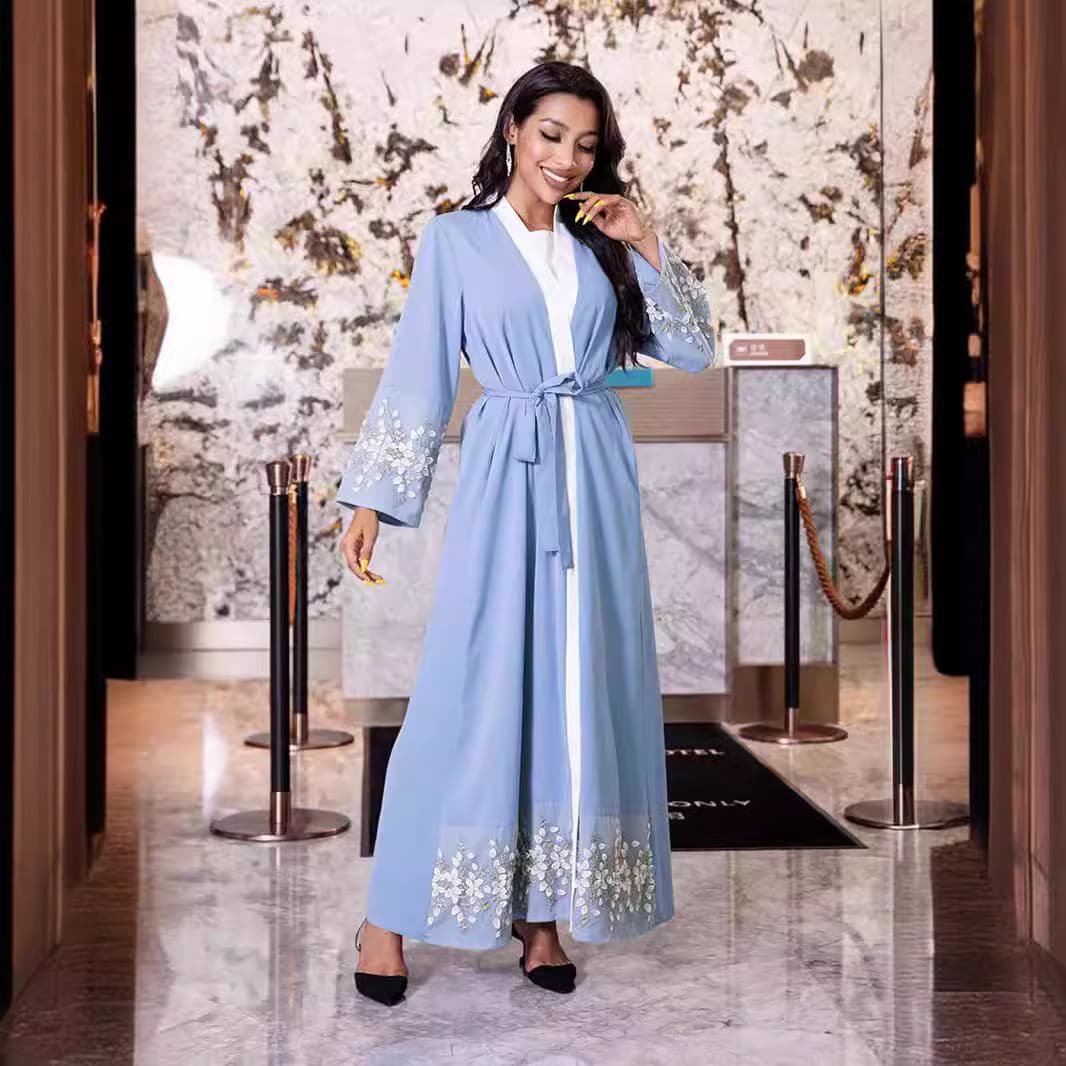 New Women's Long Dress with Lace Trim