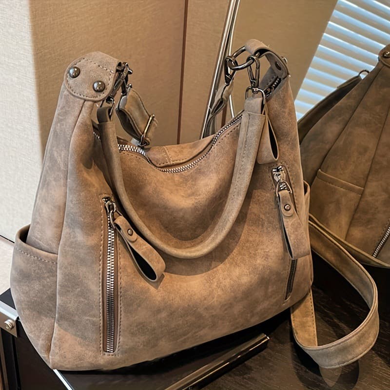 Cross-border Large Capacity Bags, Women's New Foreign Trade Crossbody Bag, Textured Niche College Student Shoulder Bag, Commuter Tote Bag