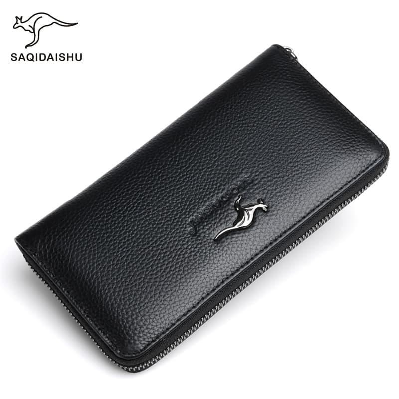Saqi Kangaroo Handbag Business Men's PU Leather Clutch New Large Capacity Casual Clutch Long Wallet