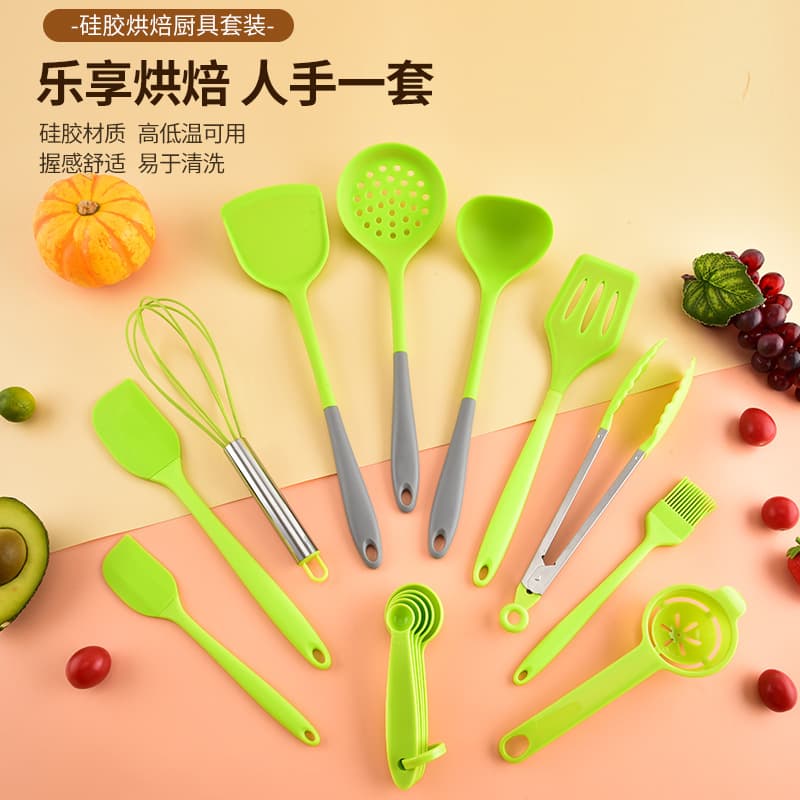 Cross-Border Silicone Baking Kitchen Tool Set New Hot Selling Measuring Cup Measuring Spoon Spatula Kitchen Cake Making Tool Kit