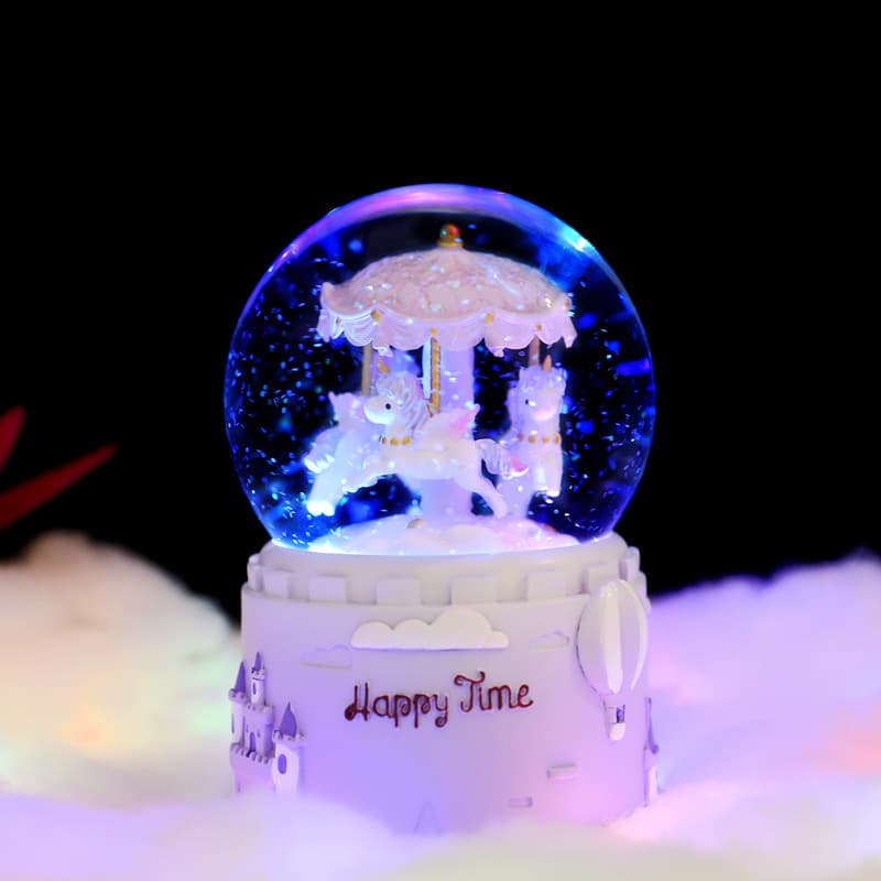 Carousel crystal ball ornaments student gifts music box snow music box wholesale music box crystal ball
