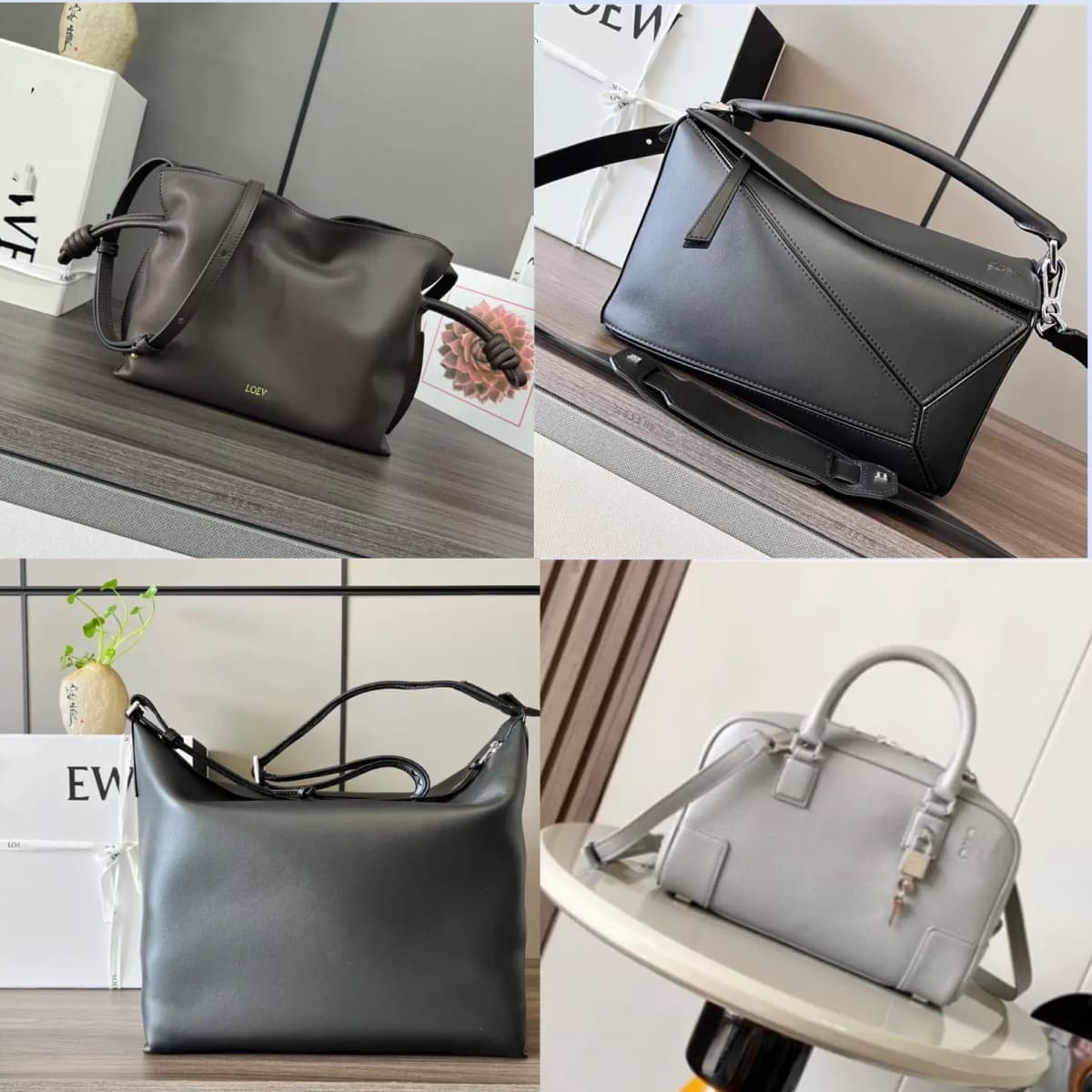 (Guangzhou Cross-border Original Leather) L Classic Puzzle Genuine Leather Shoulder Crossbody Bag Geometric Tote