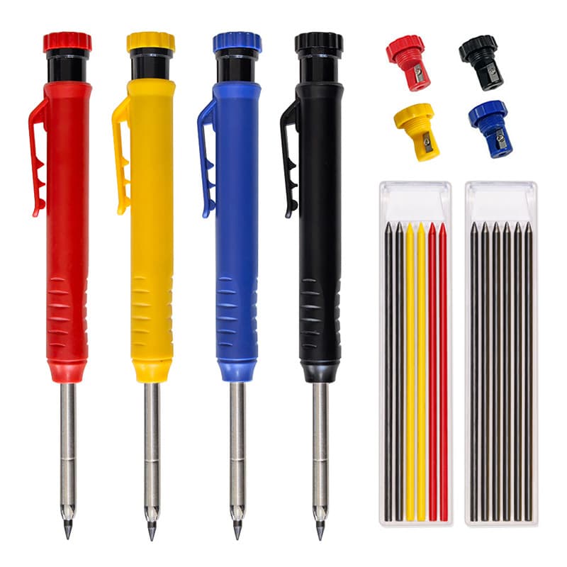Custom Cross-Border Metal Long-Head Deep-Hole Carpenter Pencil Professional Engineering Carpenter Pencil Quick-Dry Marking 2.8mm Lead