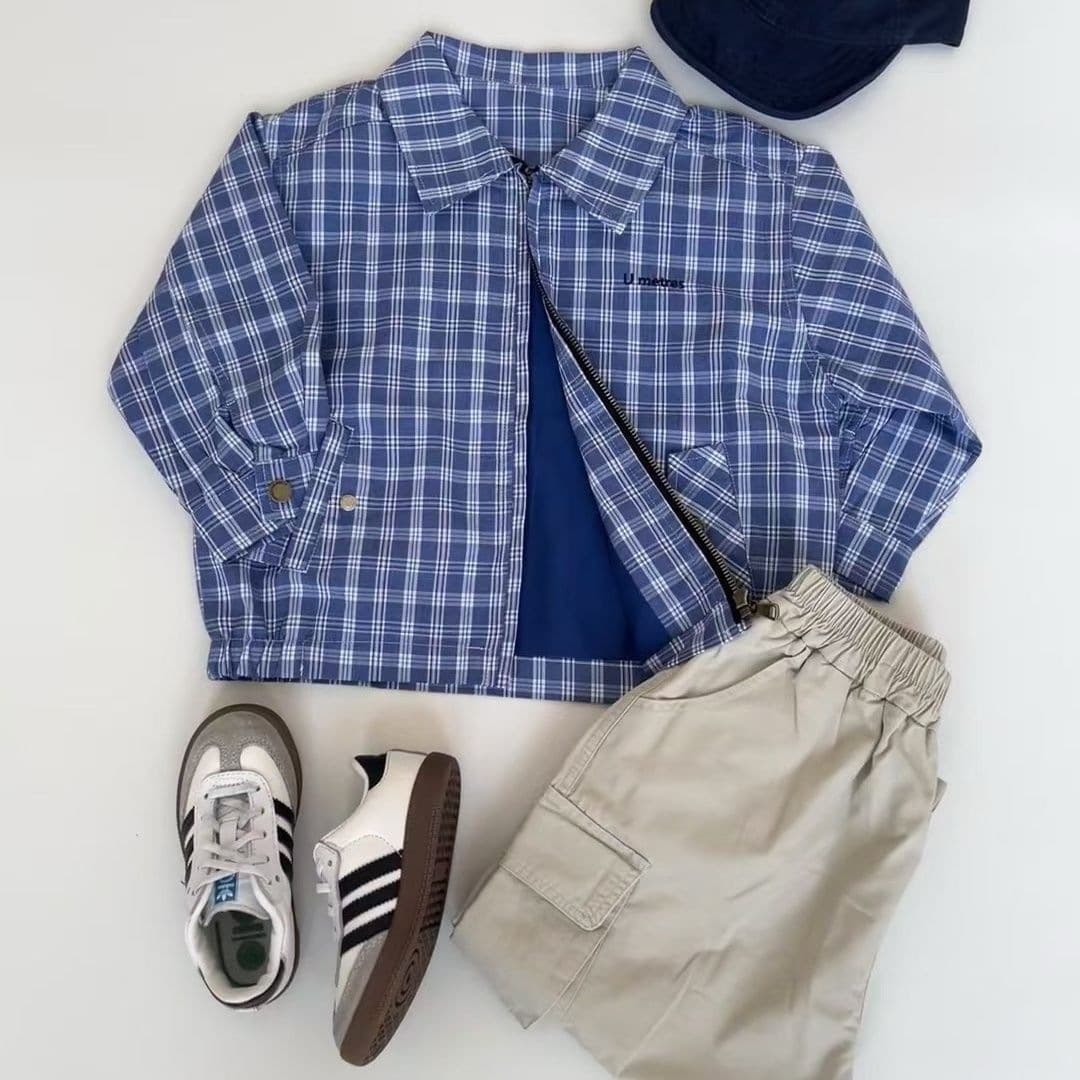 Korean Children's Clothing, Boys Autumn Jacket, 2024 Fashion Cool Plaid Korean Style Children's Shirt Jacket, New Fall Style