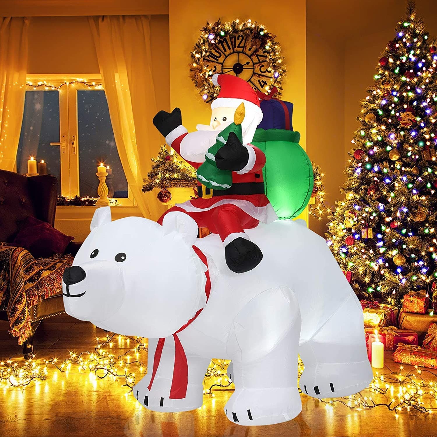 Christmas Decoration Electric Inflatable God of Wealth Santa Claus Snowman Air Model Christmas Tree Arch Arrangement Ornament