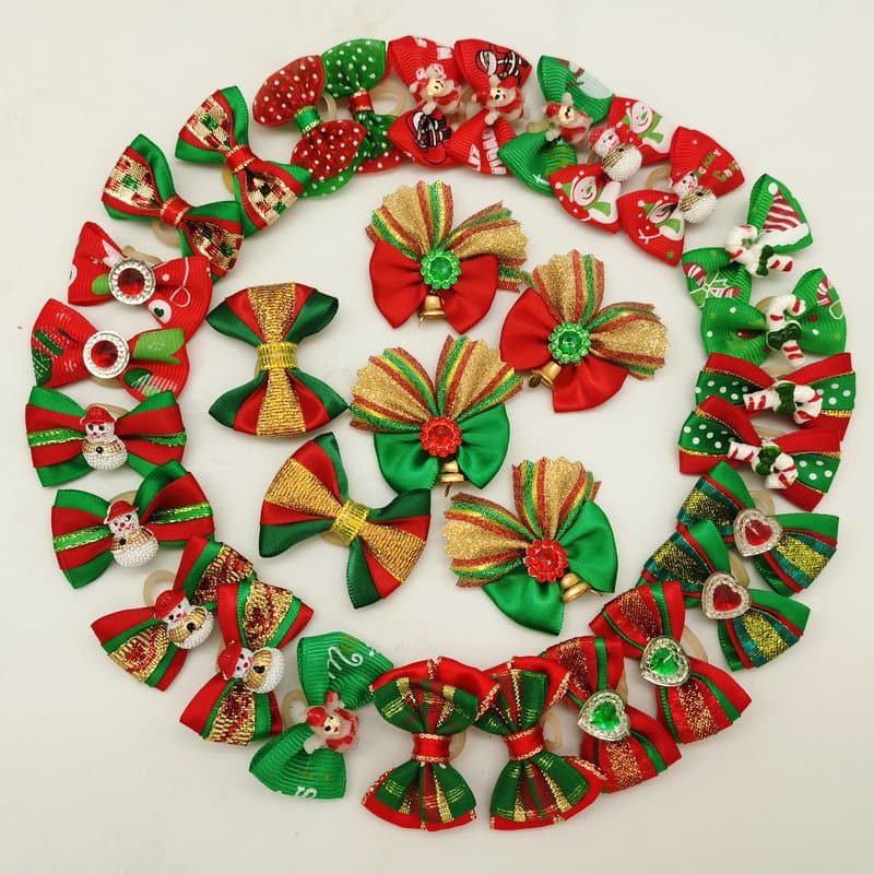Christmas Series Pet Bow Hair Accessories, Hairpins, Flower Headbands, Rubber Bands, Christmas Dog Bows