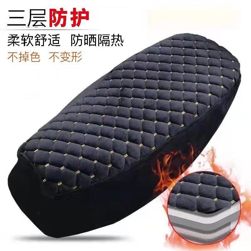Electric scooter and motorcycle seat cover, electric bicycle flannel winter warm seat cover, autumn and winter style.
