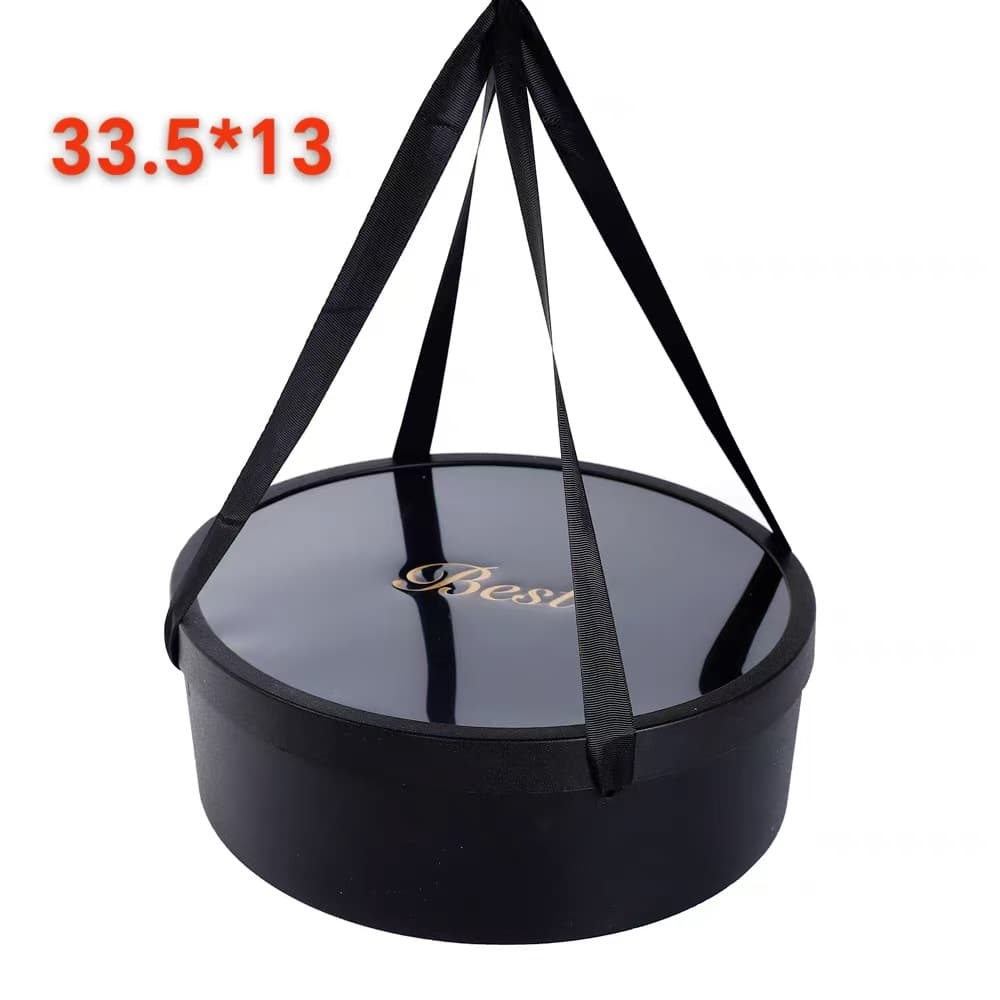 Small 34cm Handheld Plastic Round Box Straight Black Fresh Flower Fruit Gift Box Christmas Apple Packaging Gift