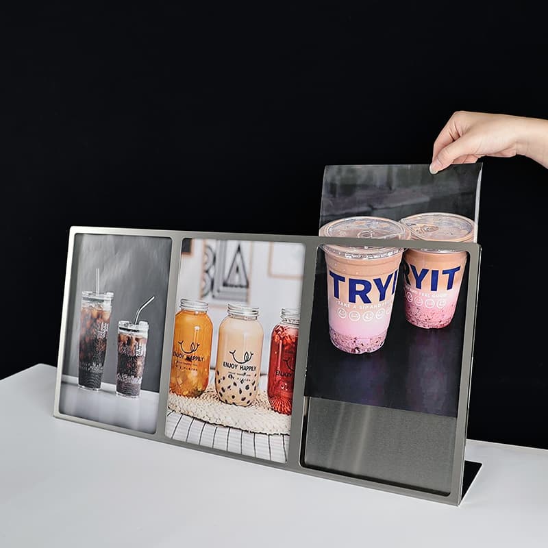 Desktop Display Stand Stainless Steel Price List Menu Sign Holder Card Stand Direct Supply