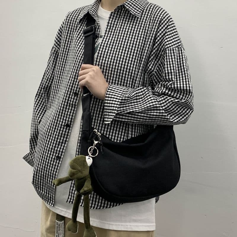 Ins Trendy Crossbody Bag Men's Canvas Shoulder Bag Women's Casual Versatile Backpack 2025 New Japanese Men's Bag