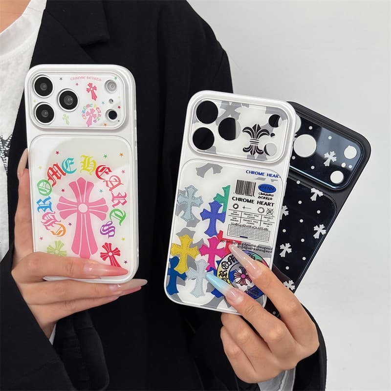 Instant Change 17 Blue Light Acrylic Phone Case 16 Pro Max Compatible with Apple iPhone 14 Trendy Internet Celebrity Chrome Hearts