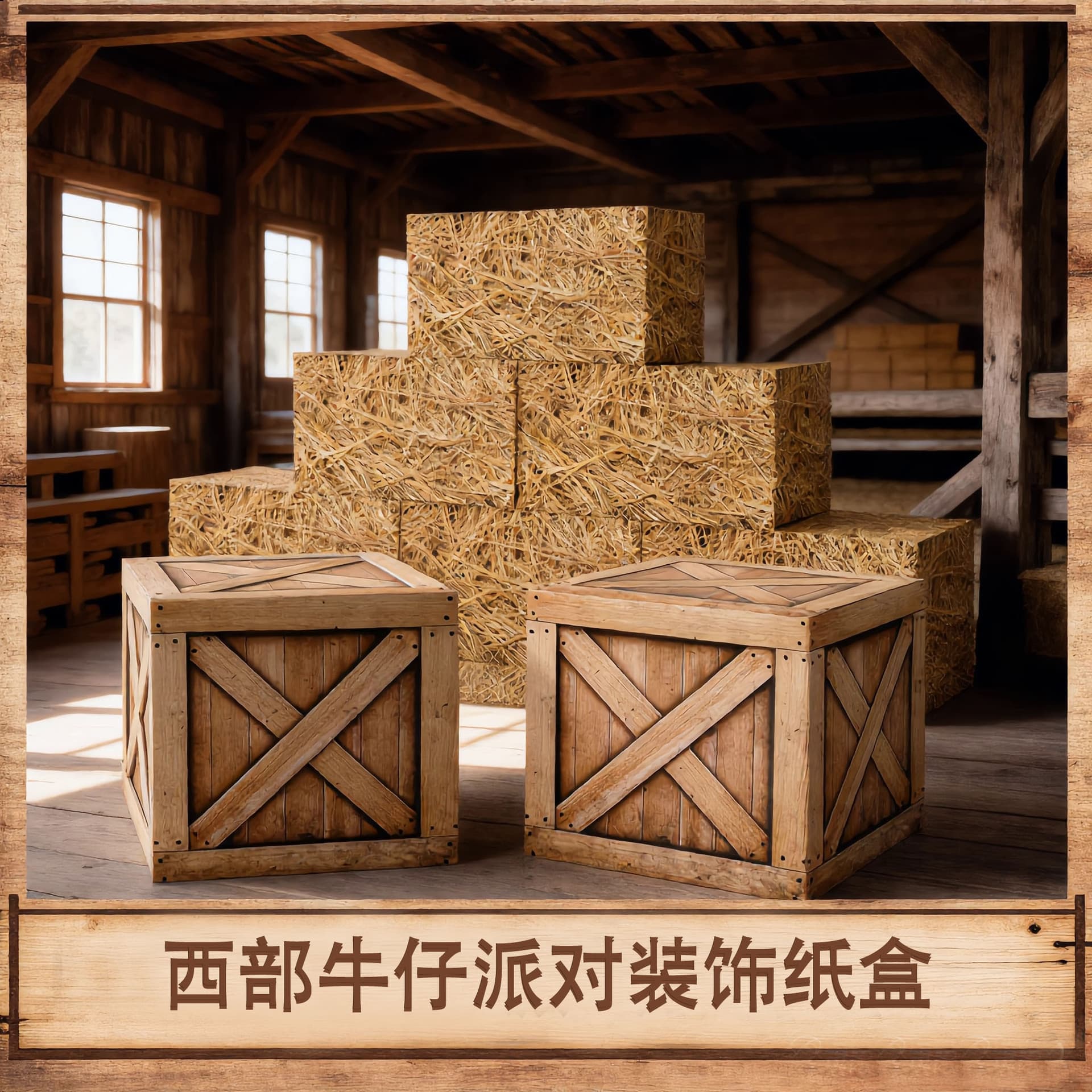 Amazon Western Cowboy Party Decoration Box Vintage Outdoor Decor Prop Crate Hay Box Photography Prop Cardboard Box