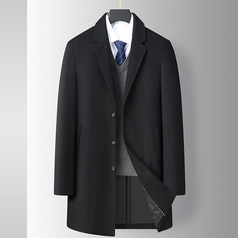 Middle-Aged and Elderly Men's Plus Size Coat, Autumn/Winter Long Casual Extra Large Dad's Wear Warm Wool Coat