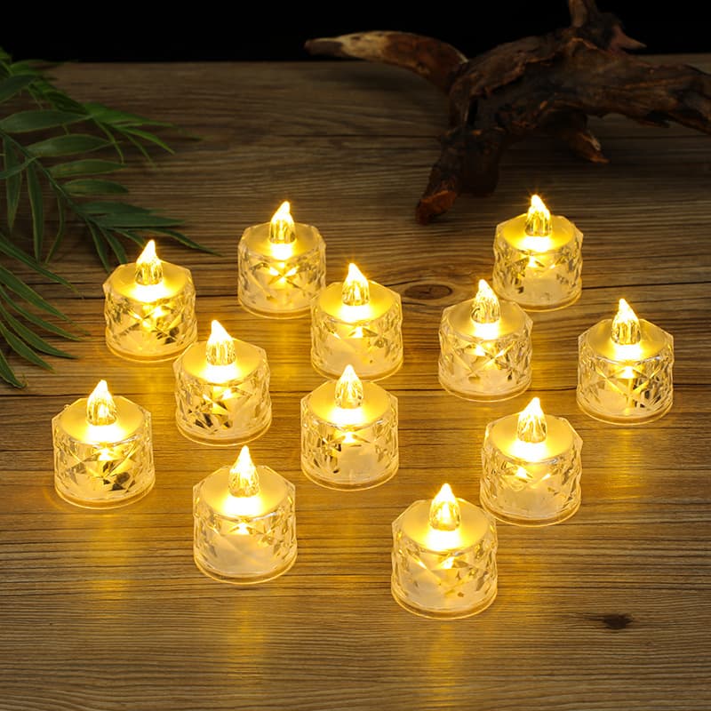 ♔led mini candle light electronic candle transparent rhombus crystal tealight Chinese Valentine's Day confession and proposal romantic atmosphere