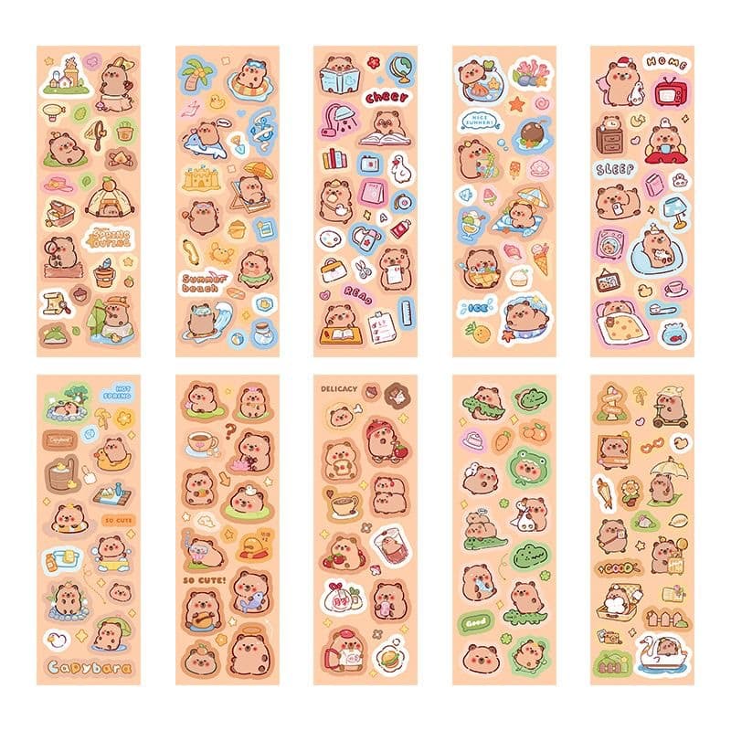 Capybara Stickers for Girls Children Guka Sticker Set Handmade Panda DIY Small Pattern Reward Stickers PET