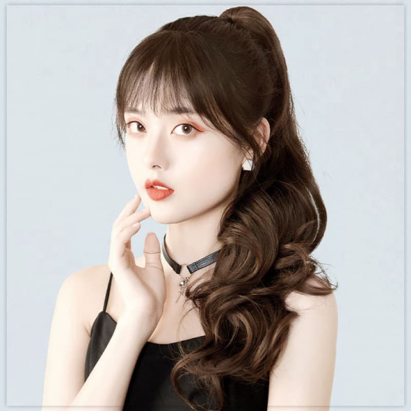 Ponytail Hair Extension for Women, High Ponytail Clip, Realistic Hair, Large Wave, Natural Seamless Long Curly Hair, Pearly Curl, Wholesale