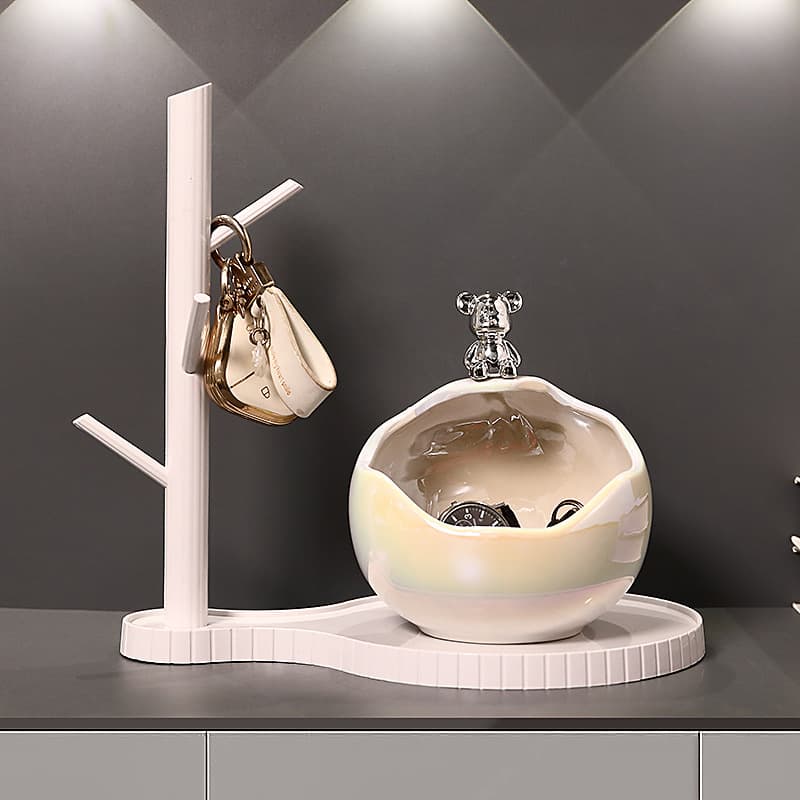 Light Luxury Bear Key Holder, Entryway Organizer, Creative Living Room Shoe Cabinet Decoration