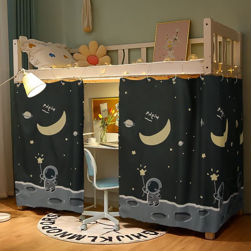 Thickened Student Bed Curtain Dormitory Top Bunk Light-Blocking Fabric University Bedroom Window Curtain Ins Style Shading