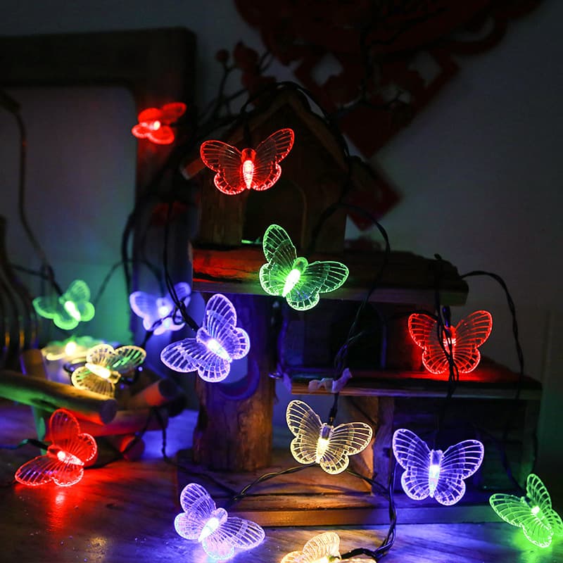 Cross-border LED Solar Large Crystal Butterfly String Lights Insect Dragonfly Decorative Lights Wholesale Waterproof for Small Courtyard