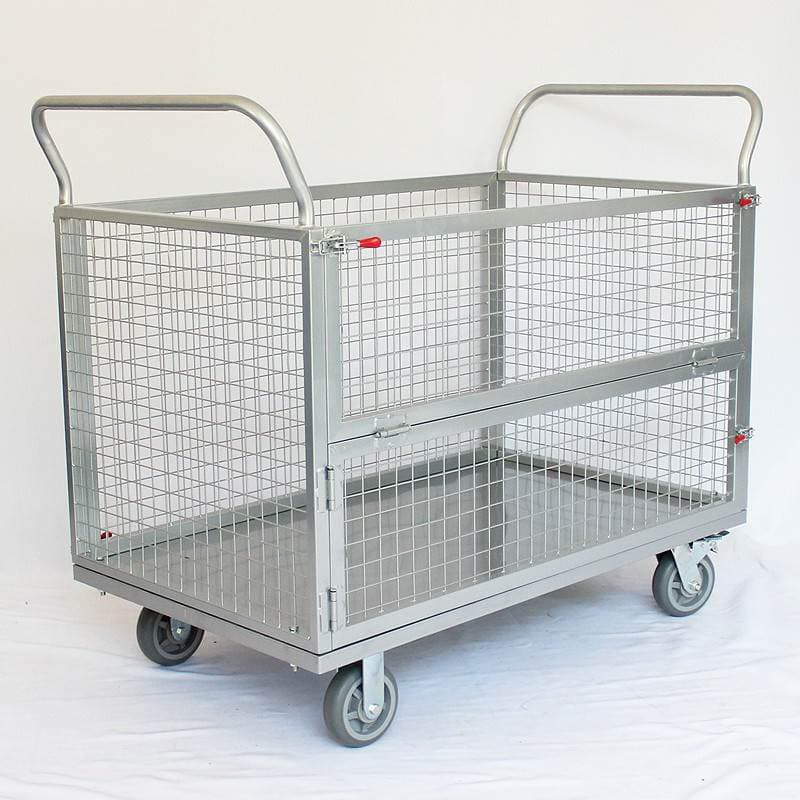 Cargo Hand Cart Folding Silent Flatbed Transport Cart Lightweight Warehouse Logistics Fence Cart Mesh Workshop Turnover Cart