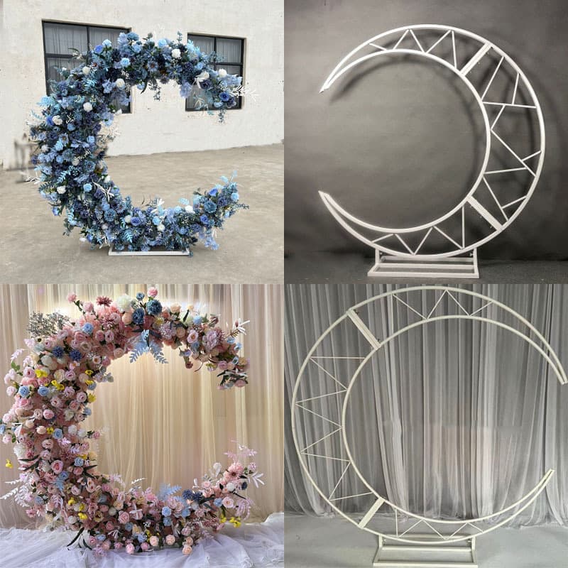 New wedding props iron moon ornaments flower stand wedding photography floral arch wedding stage decoration road guide