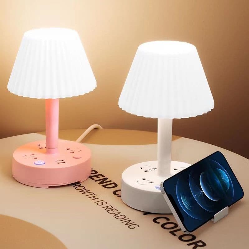 Eye-protecting three-color LED desk lamp socket with night light, USB power strip for dormitory and study lighting, wholesale.