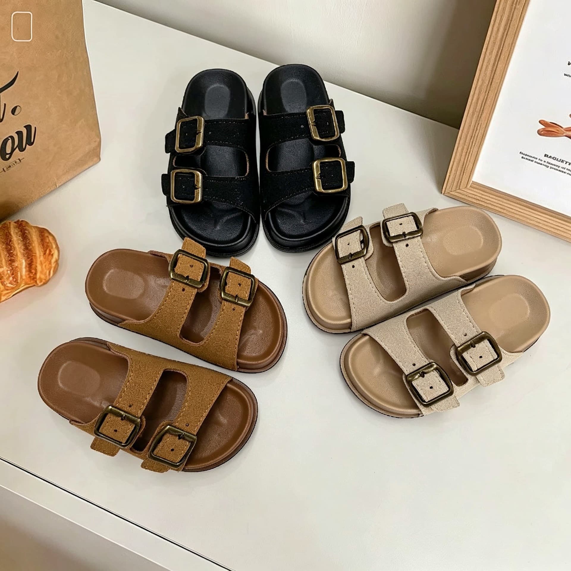 Korean-style Retro Birkenstock Sandals for Kids, Boys and Girls, Versatile Casual Summer Slides, Soft Sole, Non-slip, Double Buckle Beach Sandals