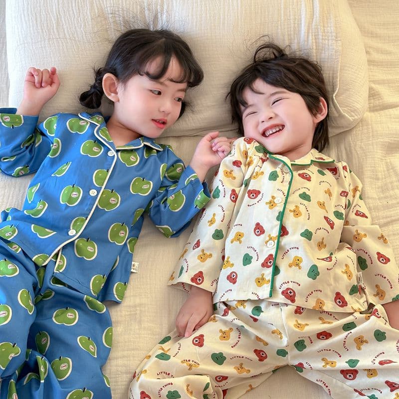 Children's Class A Homewear Boys Girls Loose Pajamas Spring Autumn 100% Cotton Long Sleeve Long Pants Baby Cardigan Set