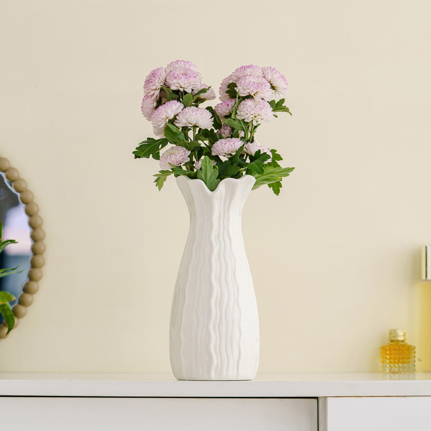 Shumen Creative Ceramic Vase, Simple Modern Decoration for Indoor Hydroponic Fresh Flowers, Living Room Entryway Ornament Flower Vessel