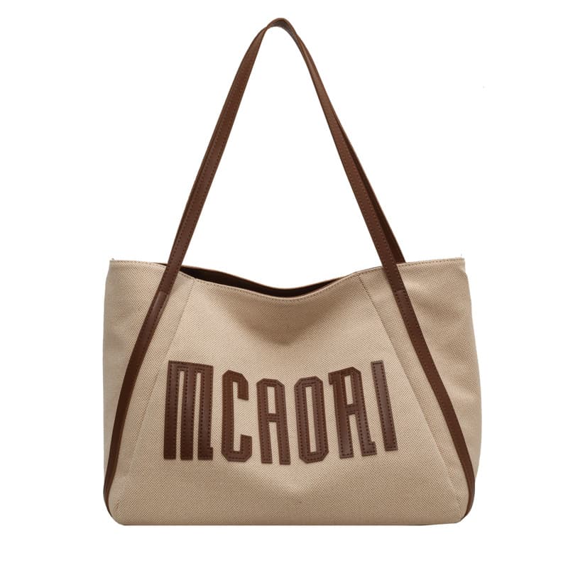 2026 New Retro Canvas Tote Bag, Large Capacity Shoulder Bag, Versatile for Commuters, Simple Letter Embroidery Handbag