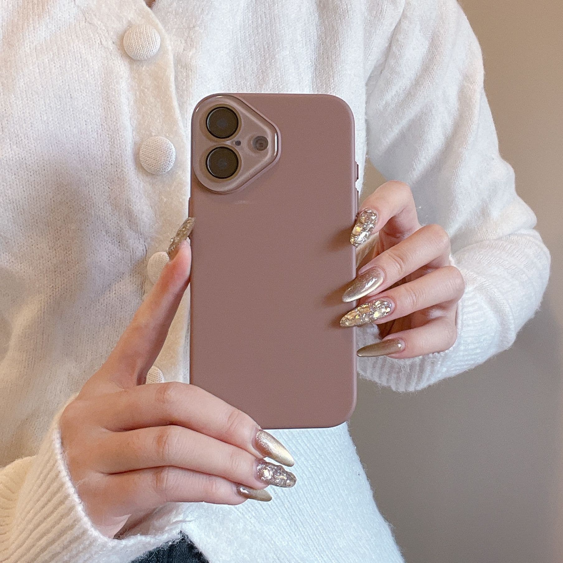 Glass Lens Skin-Friendly Solid Color Case for iPhone 16 Pro Max, Apple 17, 14/15 Hard Shell Solid Color