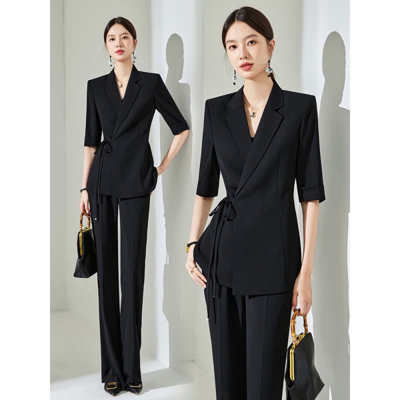 2797 plus size women's clothing light luxury temperament royal sister light mature style slim suit suit fat mm micro-flared pants two-piece set